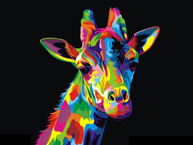 Broderie Diamant - Animaux Popart Colorés  Girafe