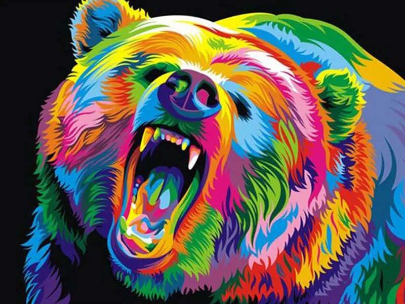 Broderie Diamant - Animaux Popart Colorés  Lion