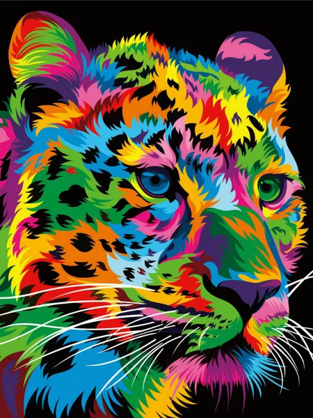 Broderie Diamant - Animaux Popart Colorés  Guépard