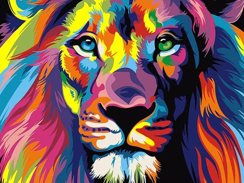 Broderie Diamant - Animaux Popart Colorés  Loup