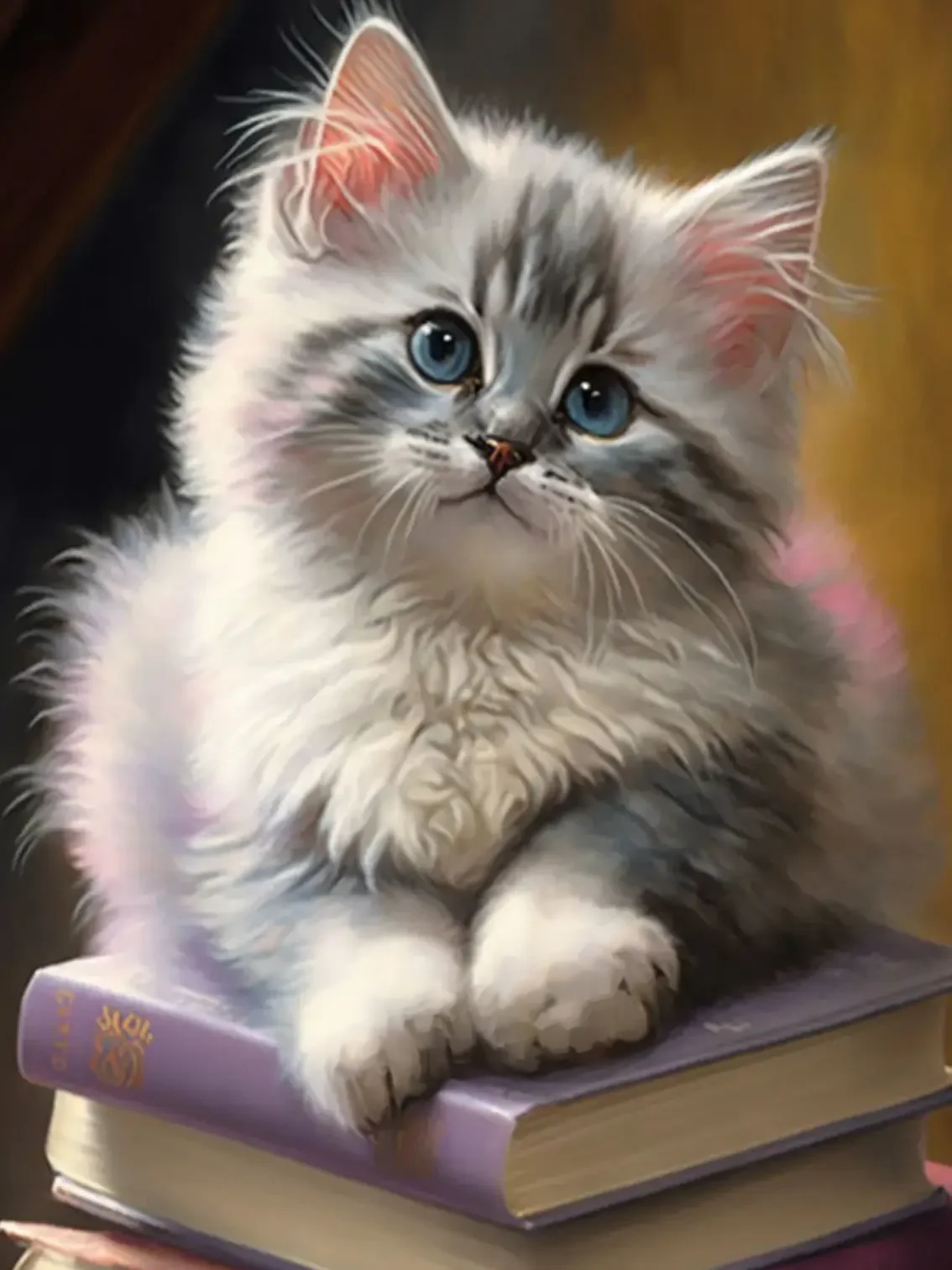 Broderie Diamant - Chatons Mignons Bibliothèque  8
