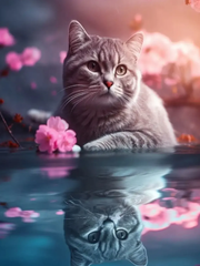 Broderie Diamant - Chats dans la Nature  12